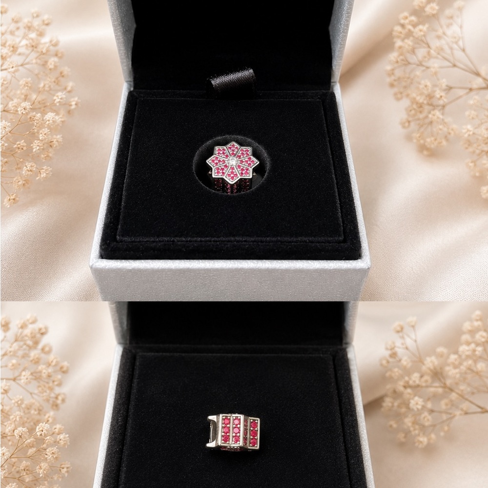 Pandora Pink Floral Crystal Ring